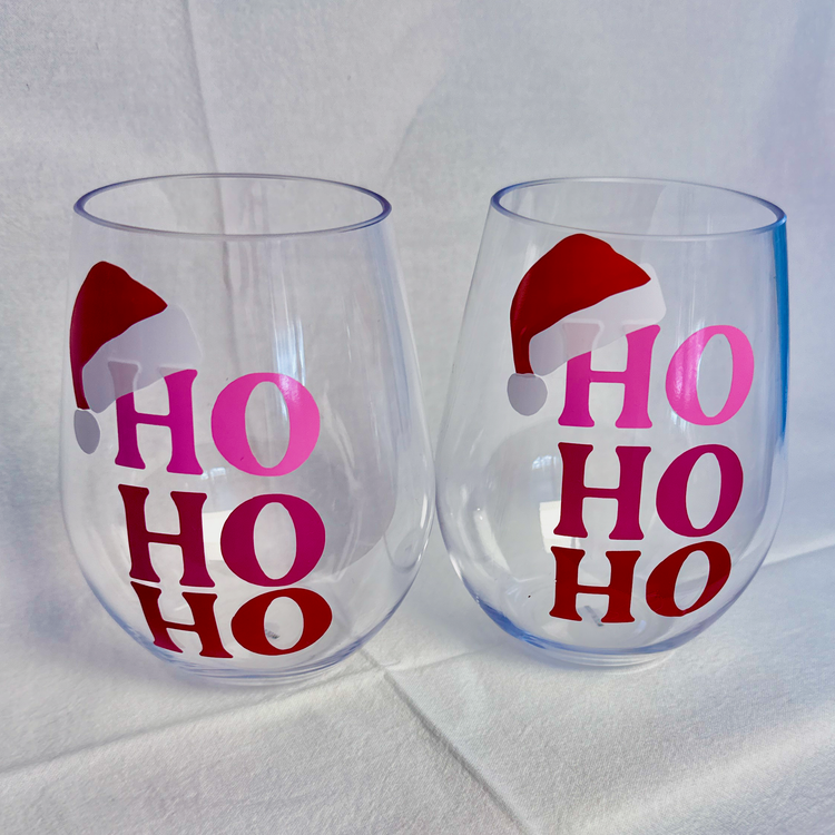 Christmas Stemless Wine Glasses (set of 2)