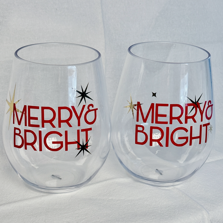 Christmas Stemless Wine Glasses (set of 2)