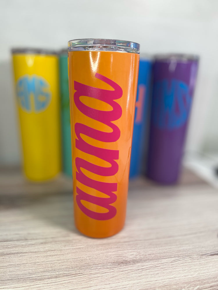 Personalized Skinny Tumbler with Straw β Custom Monogram | Multiple Colors