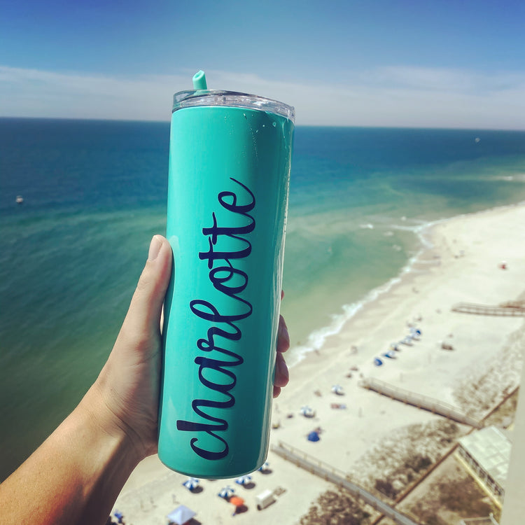 Personalized Skinny Tumbler with Straw β Custom Monogram | Multiple Colors