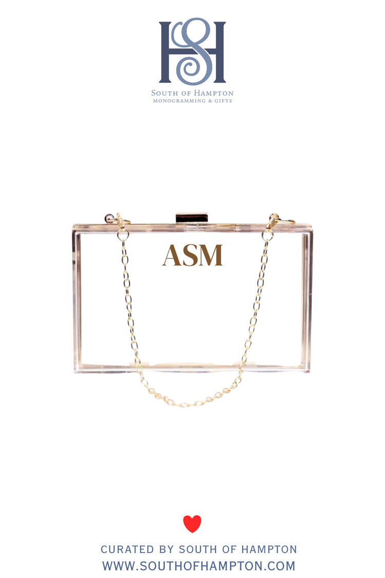 Personalized Clear Stadium Purse | Monogram Acrylic Clutch | Game Day & Concert Bag