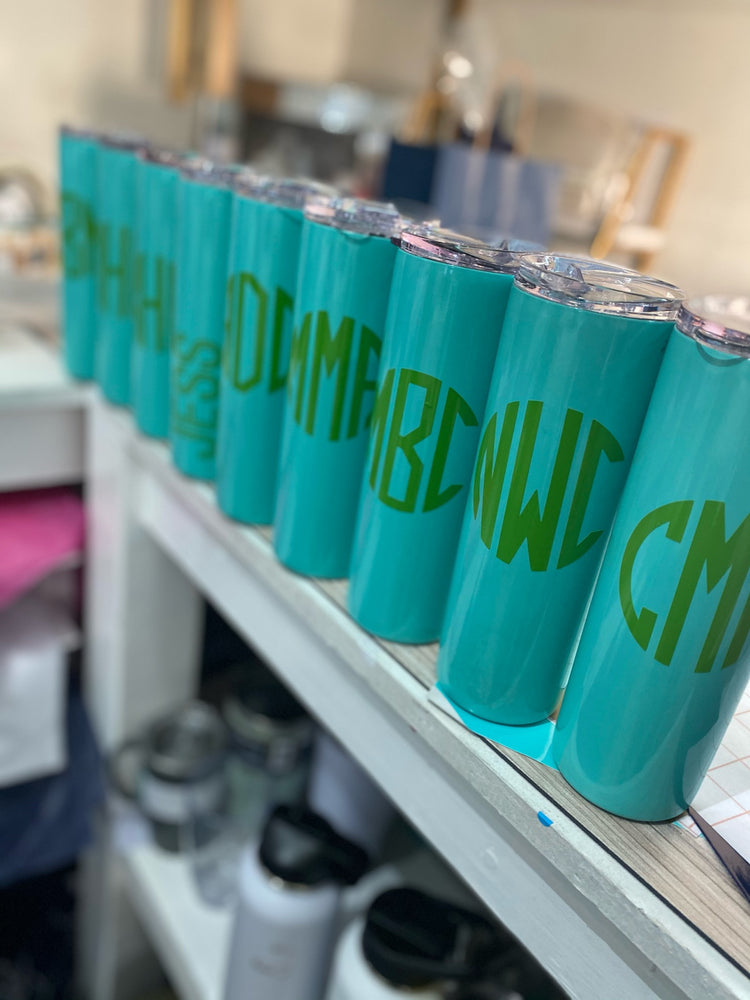 Personalized Skinny Tumbler with Straw β Custom Monogram | Multiple Colors