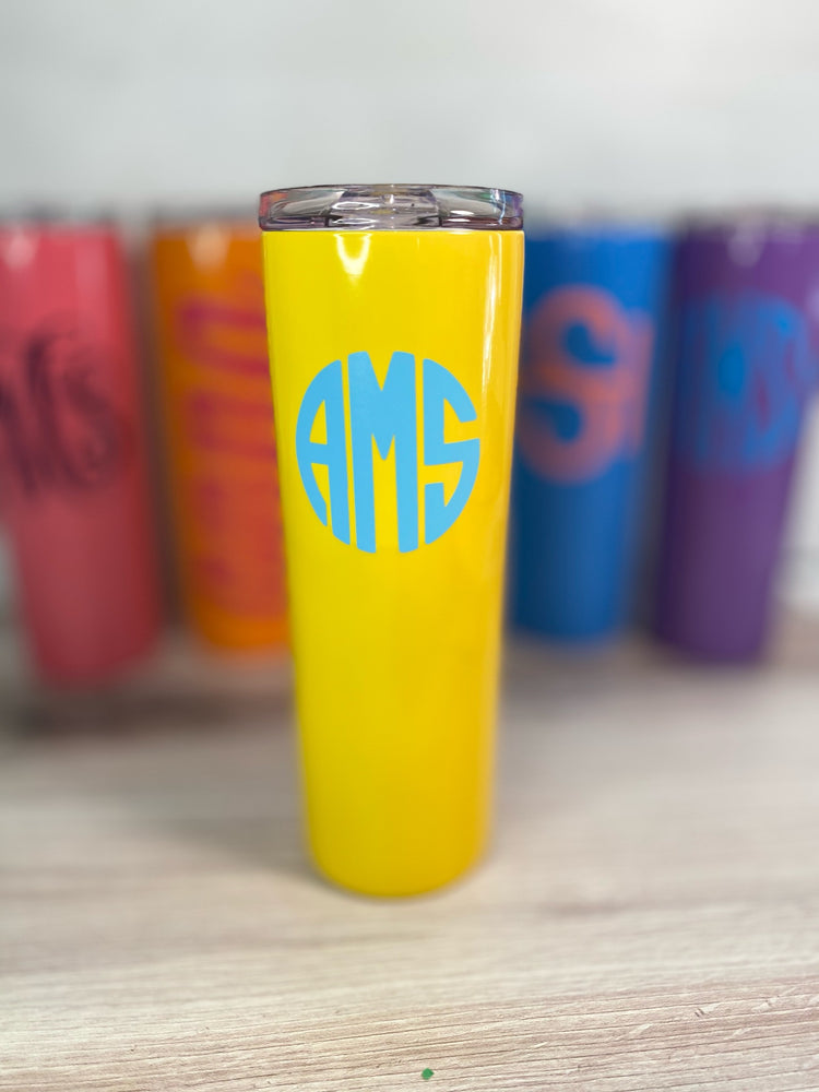 Personalized Skinny Tumbler with Straw β Custom Monogram | Multiple Colors