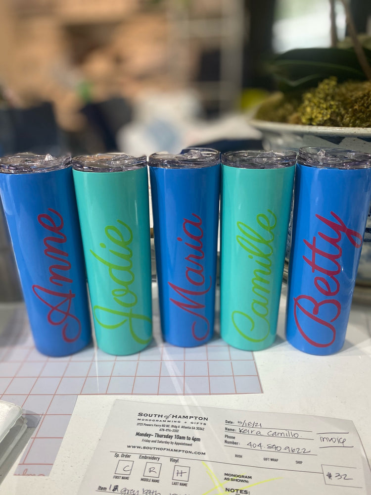 Personalized Skinny Tumbler with Straw β Custom Monogram | Multiple Colors