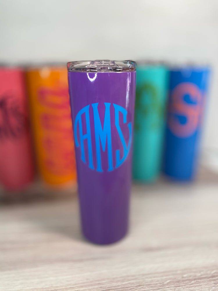 Personalized Skinny Tumbler with Straw β Custom Monogram | Multiple Colors