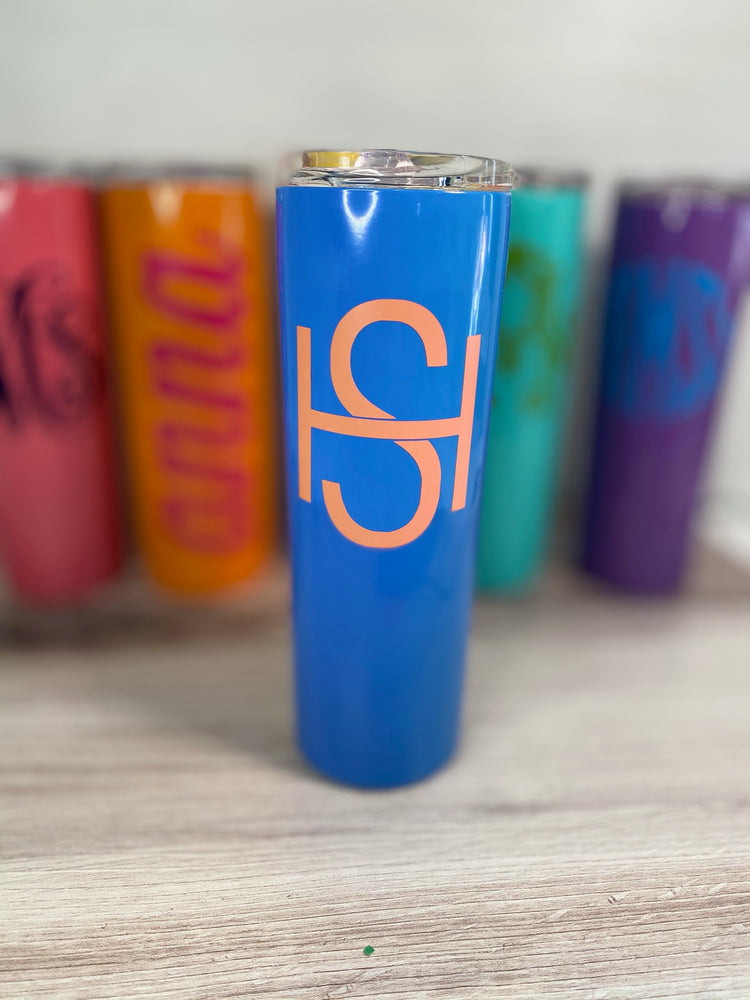 Personalized Skinny Tumbler with Straw β Custom Monogram | Multiple Colors