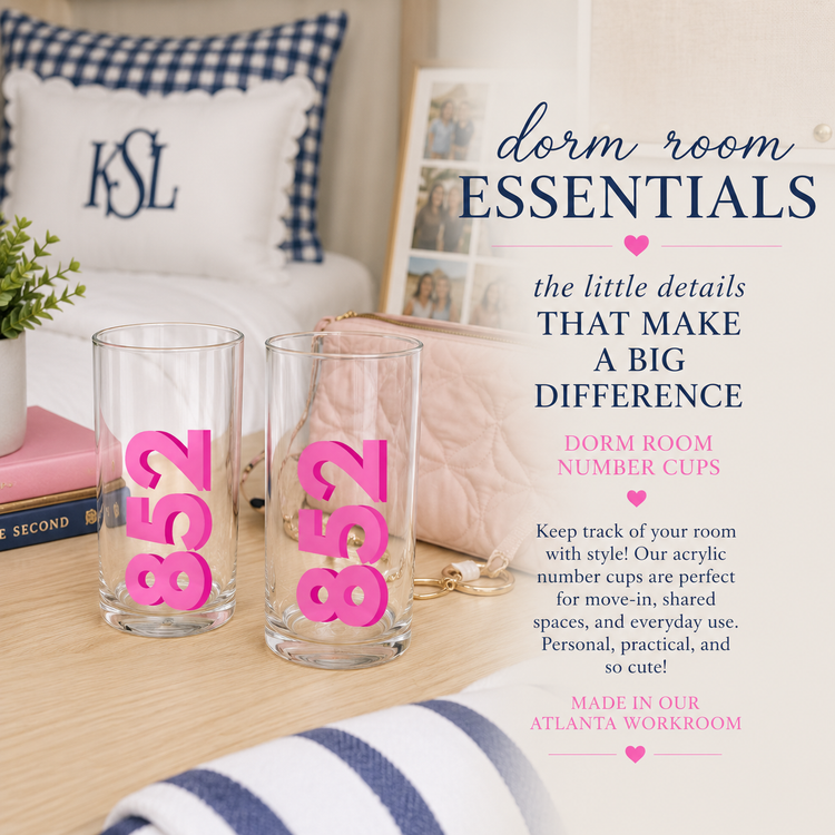Personalized Dorm Room Number Cups (set of 2)