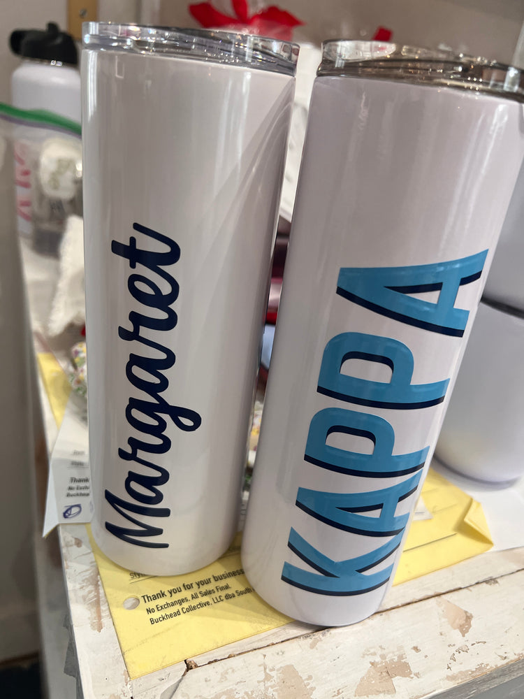 Personalized Skinny Tumbler with Straw β Custom Monogram | Multiple Colors