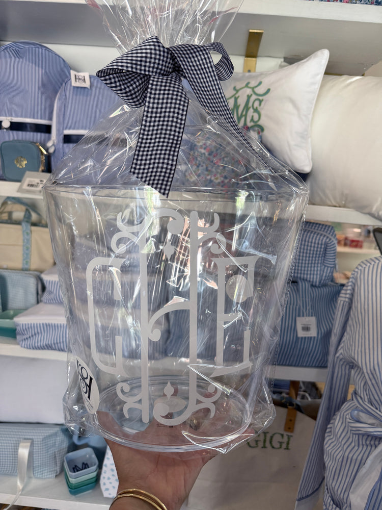 Personalized Acrylic Trash Can | Custom Monogram Dorm Room Wastebasket