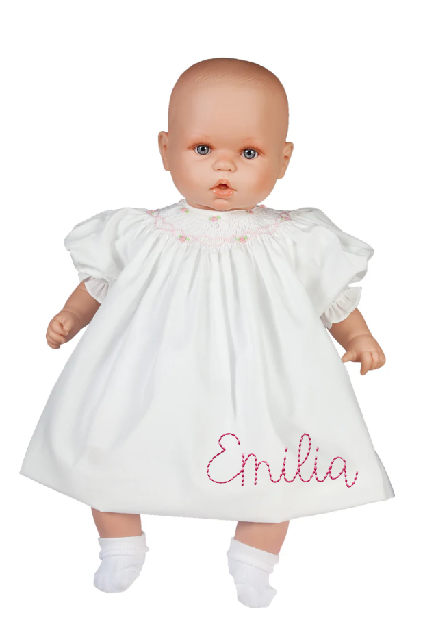 Monogrammed Baby Dress – Classic Initial Embroidery