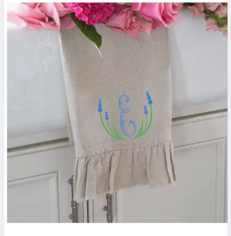 Personalized Ruffle Linen Guest Towel | Custom Embroidered Linen Hand Towel