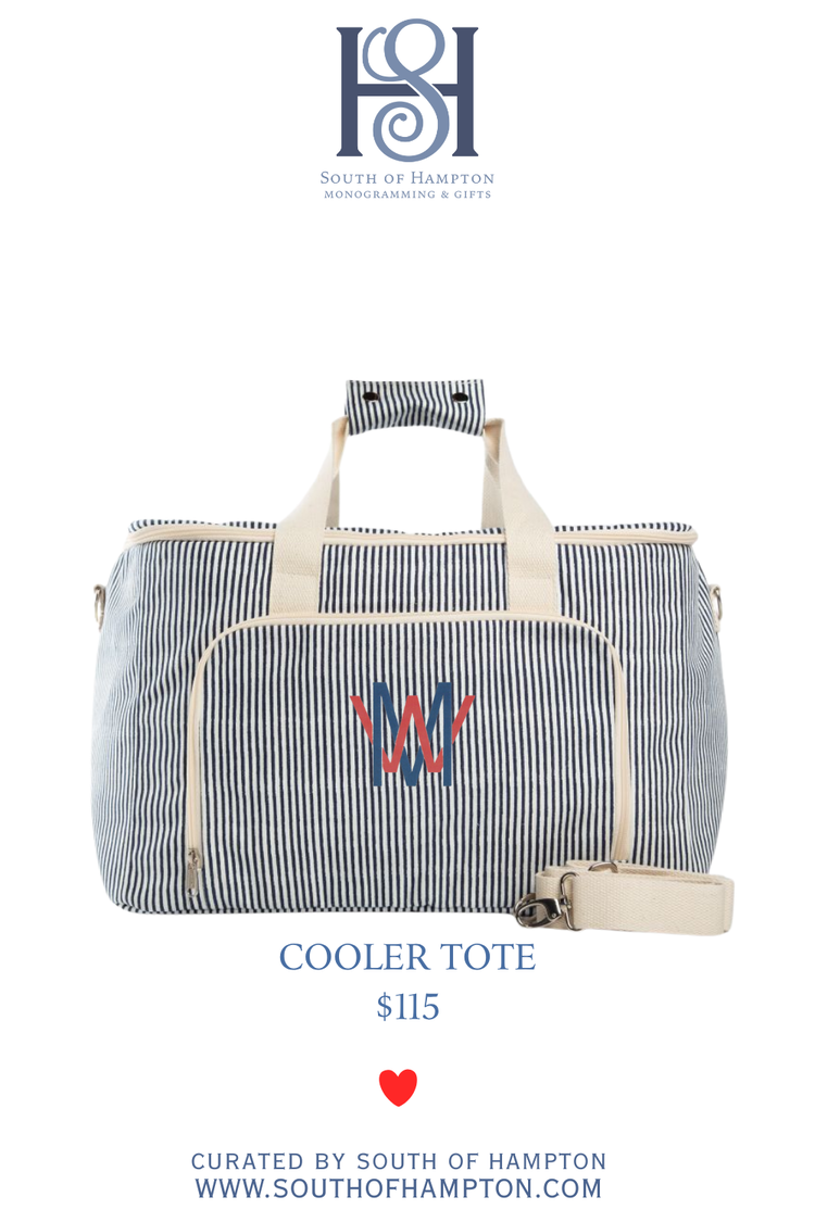 Box Cooler Tote - Navy Striped Cooler