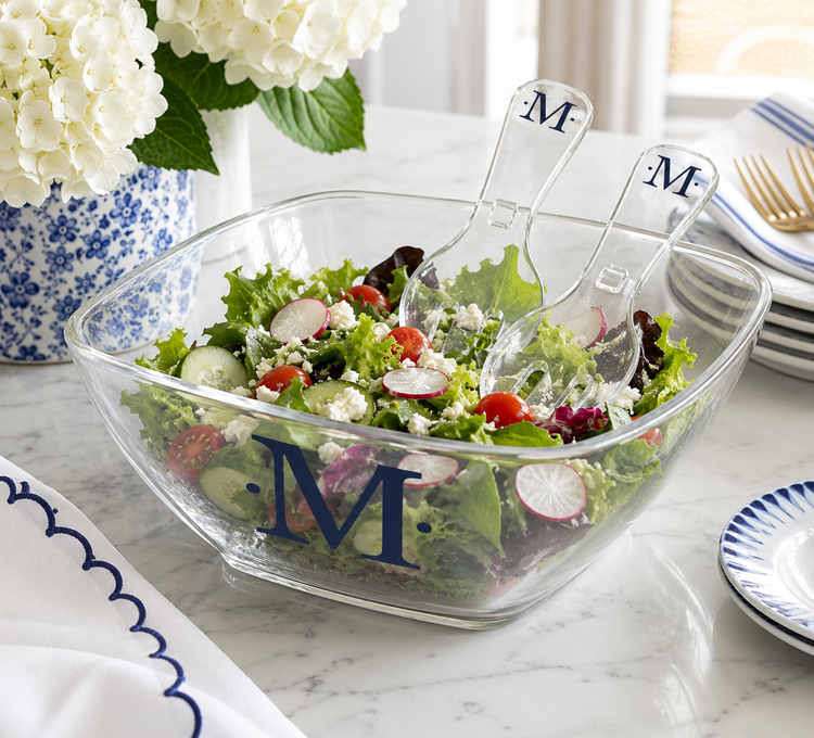 Personalized Square Salad Bowl + Servers