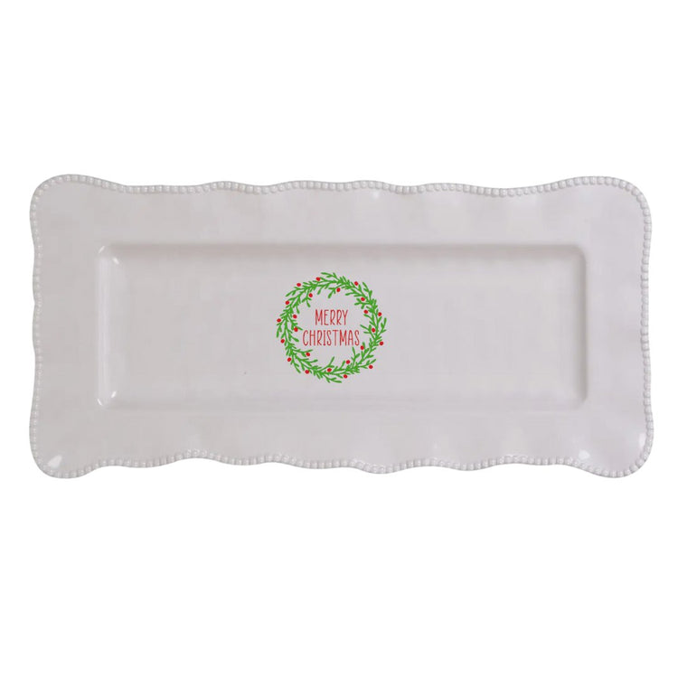 Perlette Cream Melamine Rectangular Platter 19 in X 9 in - South of Hampton
