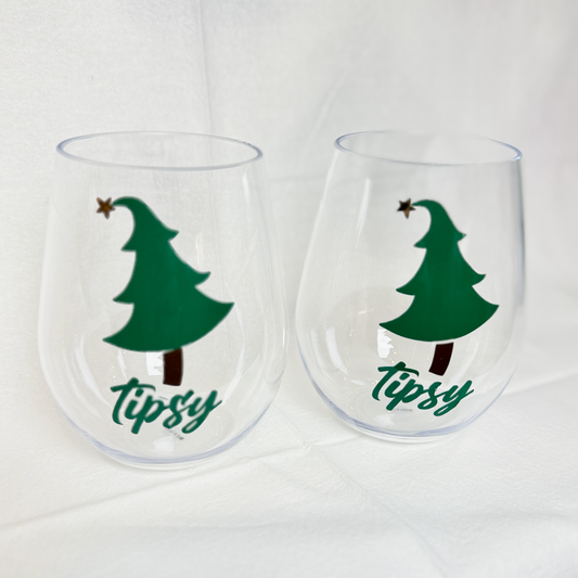 Christmas Stemless Wine Glasses (set of 2)
