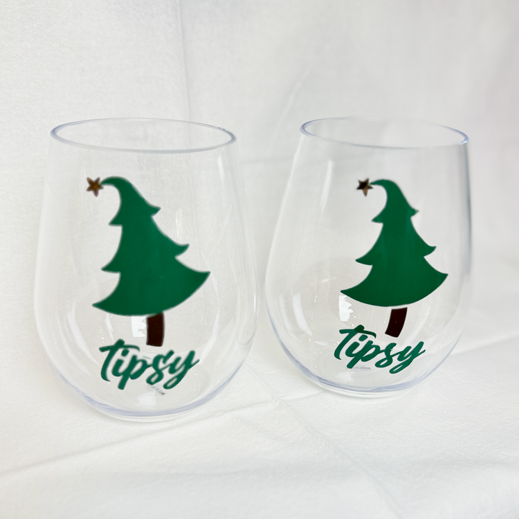 Christmas Stemless Wine Glasses (set of 2)
