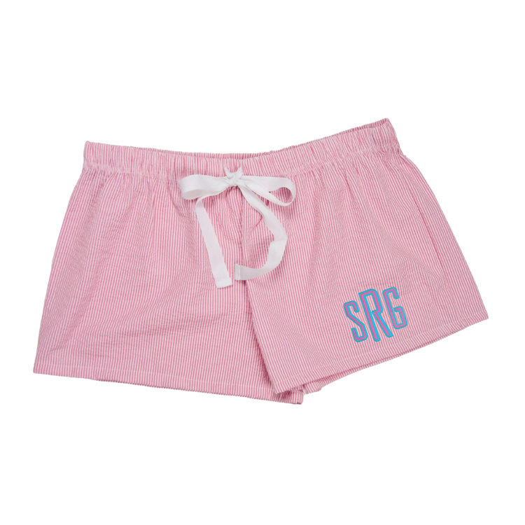 Womens Seersucker Straight Leg Lounge Shorts