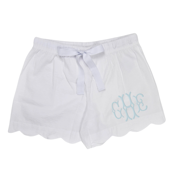 Womans Scallop Seersucker Lounge Shorts