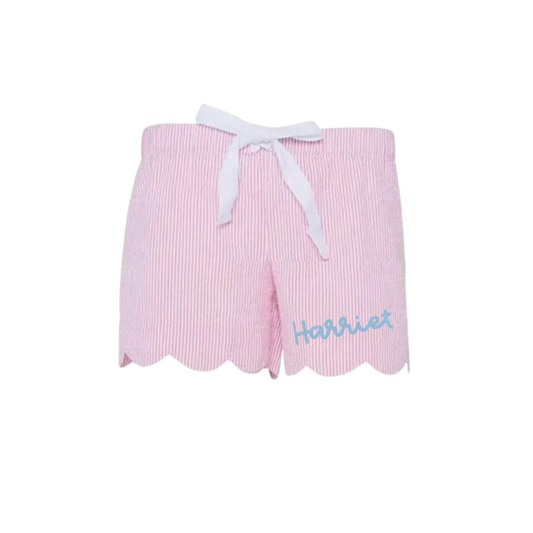 Womans Scallop Seersucker Lounge Shorts