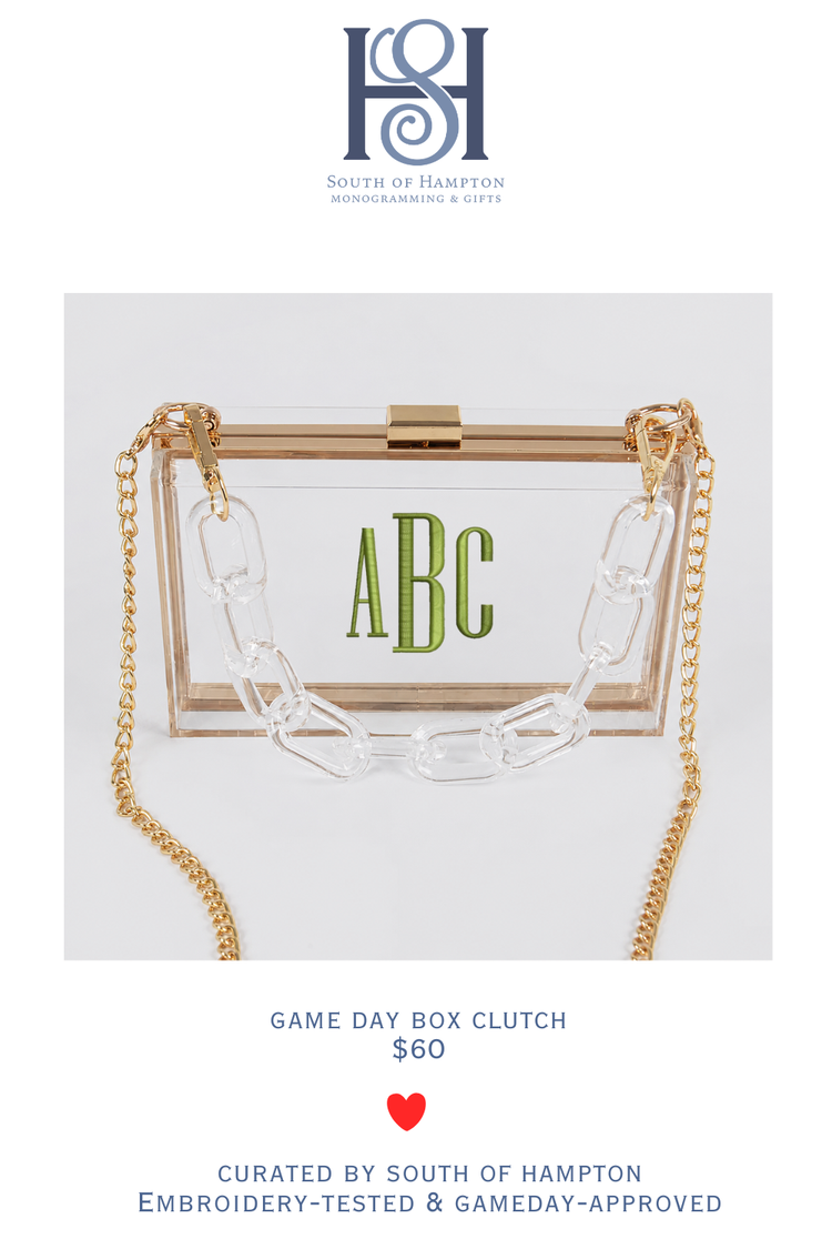 Personalized Clear Stadium Purse | Monogram Acrylic Clutch | Game Day & Concert Bag