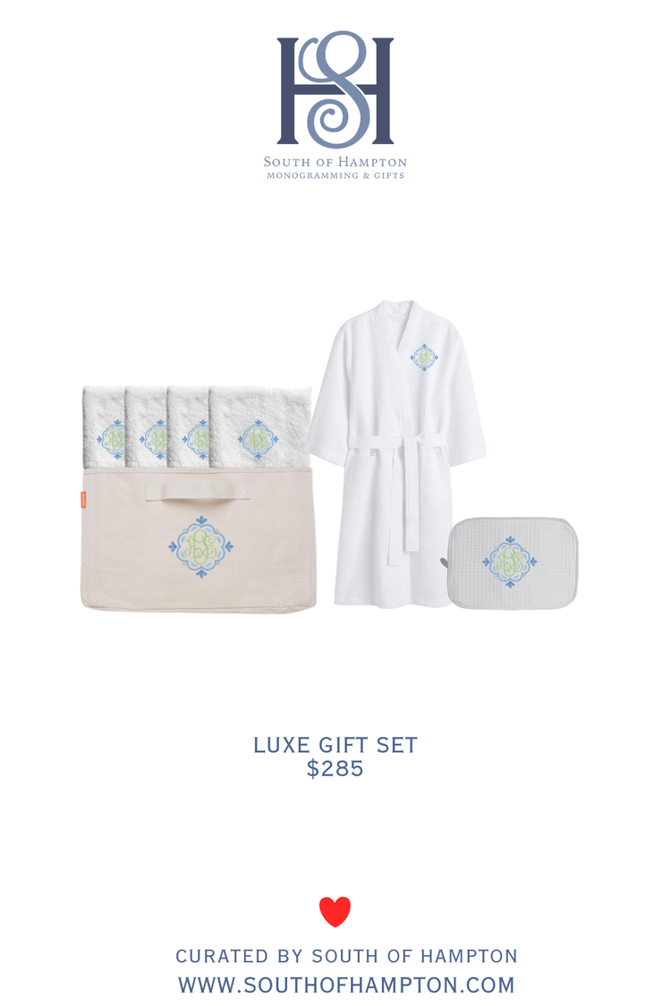Luxury Monogrammed Gift Set | Robe, Towels & Waffle Pouch