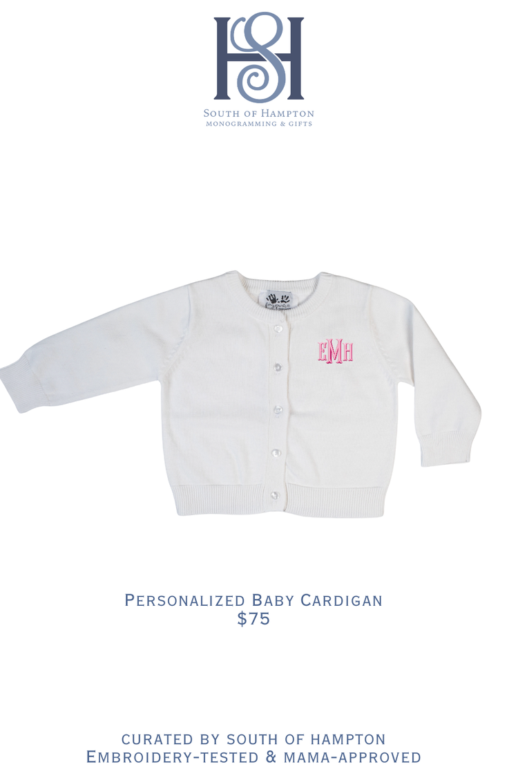 Personalized Baby Cotton Cardigan Sweater | Monogrammed Infant & Toddler Sweater