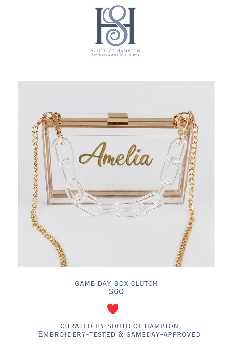 Personalized Clear Stadium Purse | Monogram Acrylic Clutch | Game Day & Concert Bag