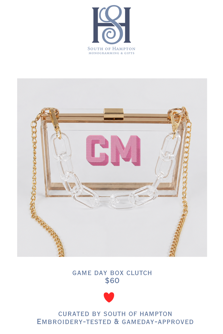 Personalized Clear Stadium Purse | Monogram Acrylic Clutch | Game Day & Concert Bag