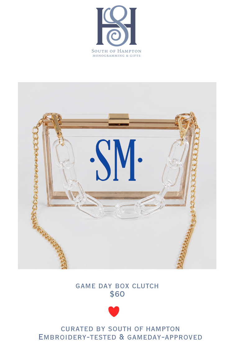 Personalized Clear Stadium Purse | Monogram Acrylic Clutch | Game Day & Concert Bag