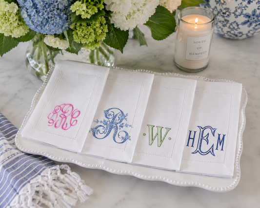 Personalized Oblong Linen Cocktail Napkins | Set of 4