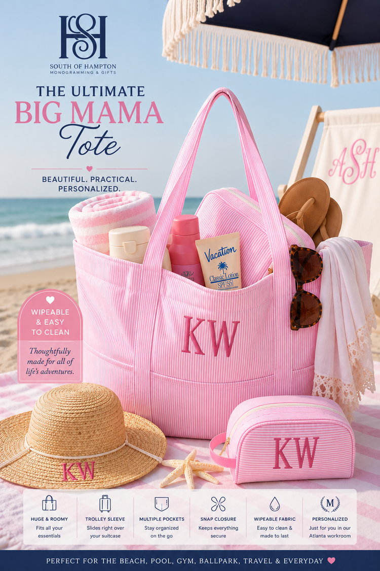 Personalized Wipeable Seersucker Tote