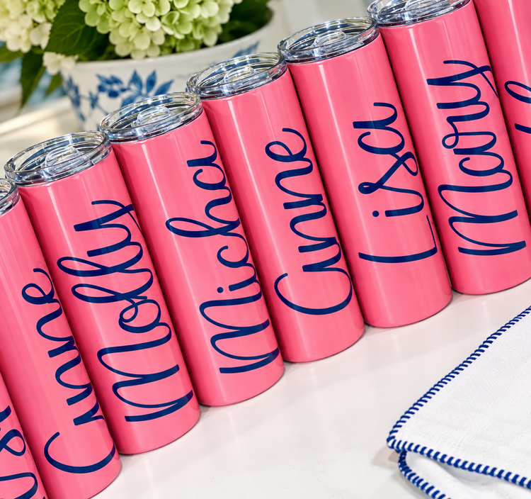 Personalized Skinny Tumbler with Straw – Custom Monogram | Multiple Colors