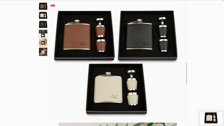 Vegan Leather Wrapped Flask Gift Set