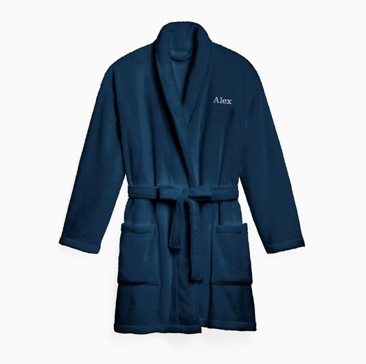 Short Fleece Robe with Pockets