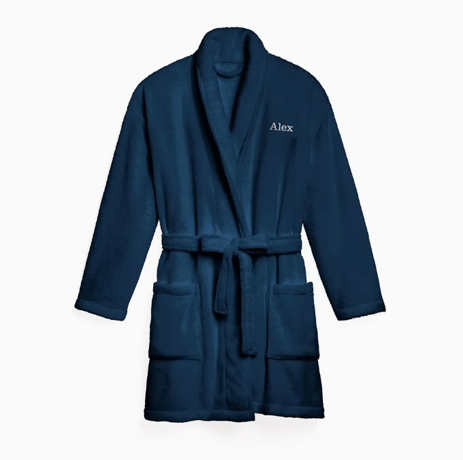 Short Fleece Robe with Pockets