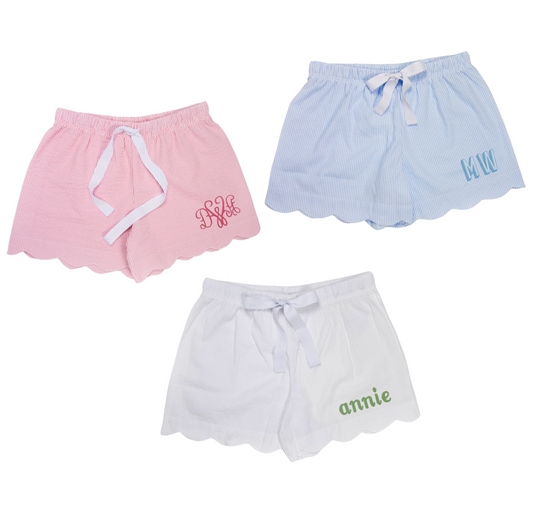 Personalized Scalloped Sleep Shorts