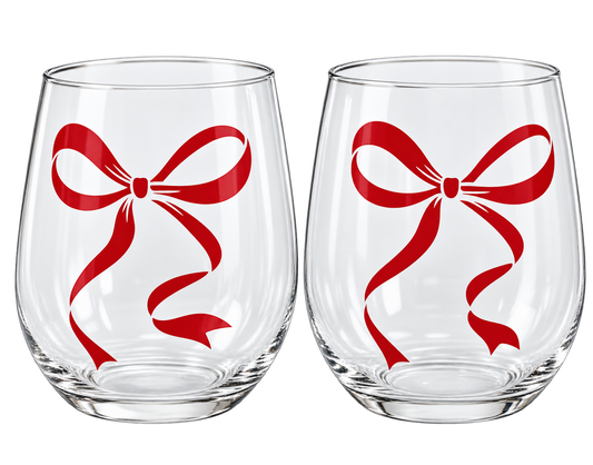 Festive Stemless Wine Glasses (set of 2)