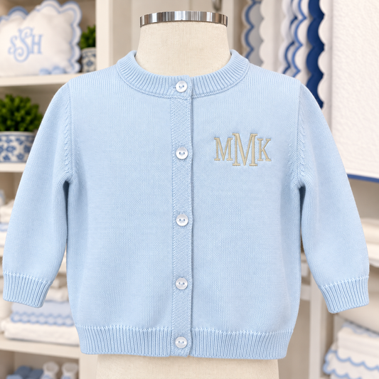 Personalized Baby Cotton Cardigan Sweater | Monogrammed Infant & Toddler Sweater