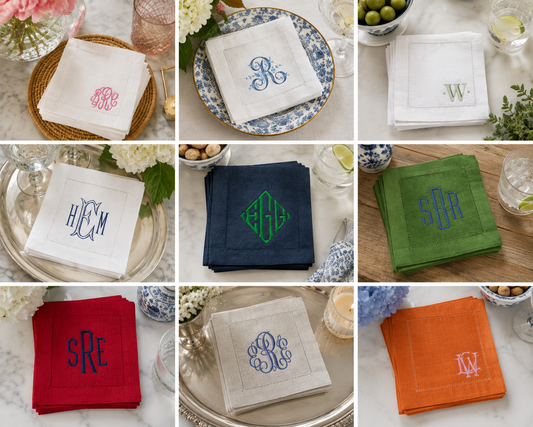Personalized Linen Cocktail Napkins
