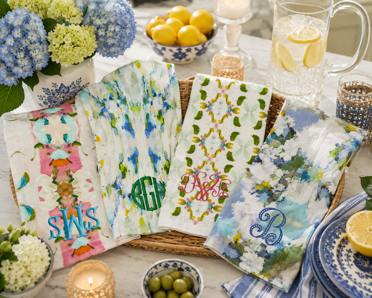 Personalized Laura Park Tea Towels | Custom Monogrammed Kitchen Towels