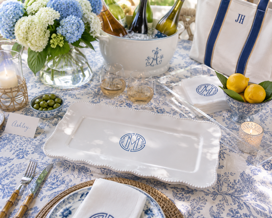 Personalized Pearl Rectangular Serving Platter | Custom Monogram Serving Tray