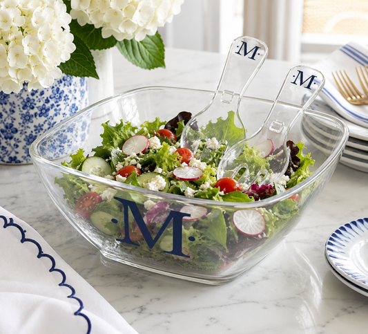 Personalized Square Salad Bowl + Servers