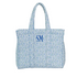 Floral patterned tote bag with 'SM' monogram on a white background