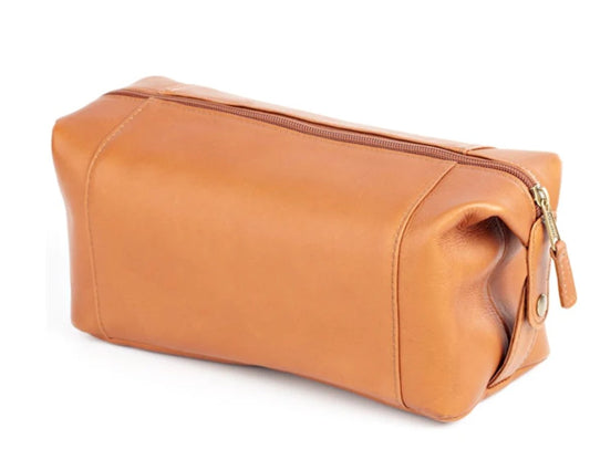 COLLAPSIBLE LEATHER SNAP SHAVE AND COSMETIC CASE - South of Hampton