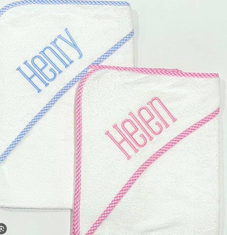 Gingham Trimmed Baby Towel - South of Hampton