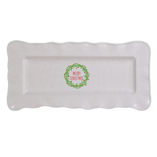 Perlette Cream Melamine Rectangular Platter 19 in X 9 in - South of Hampton