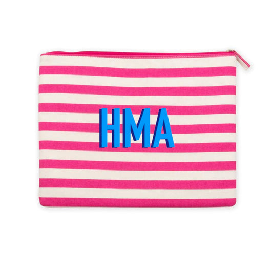 Stripe Flat Zipper Pouch - South of Hampton